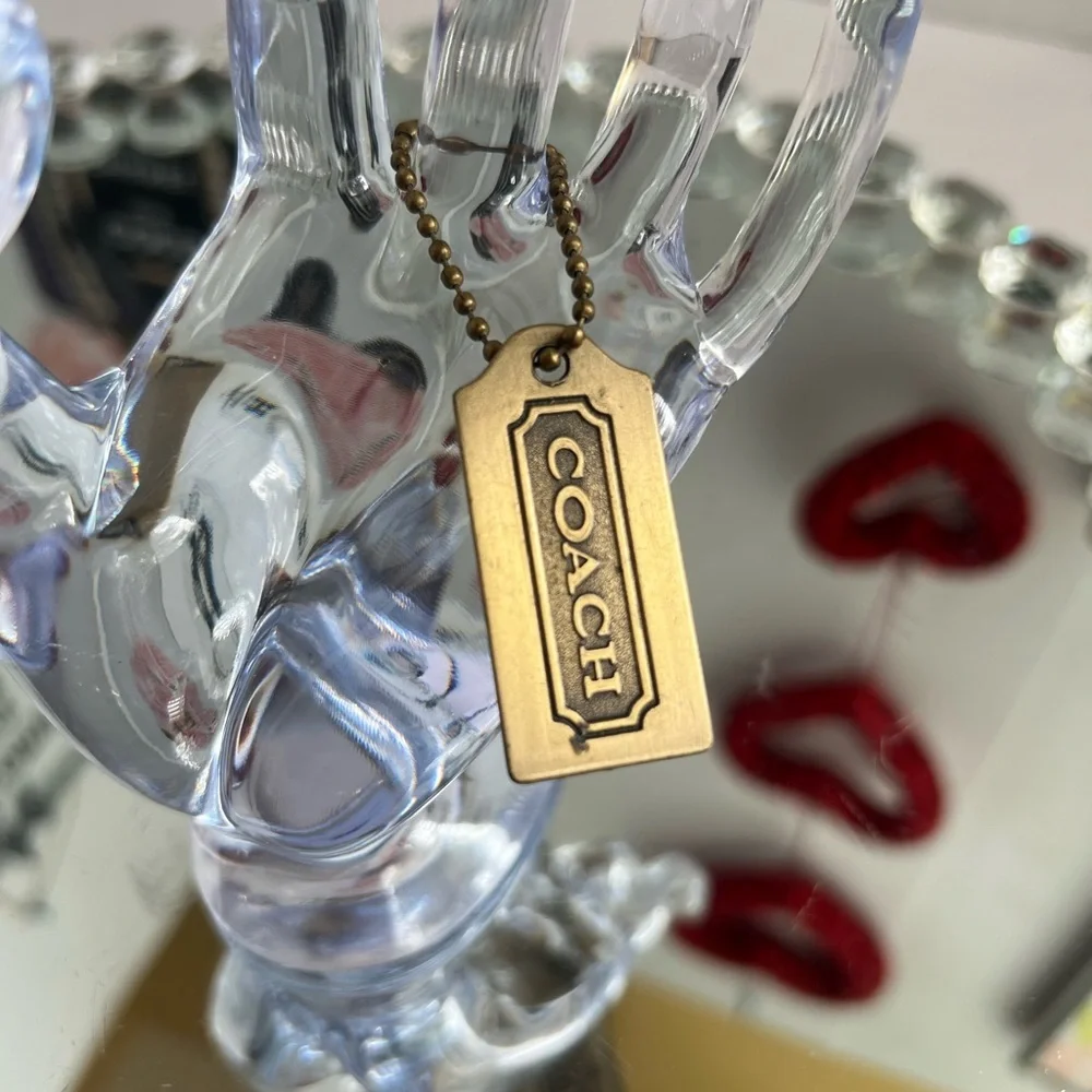 Coach Brass Tag Pendant Necklace